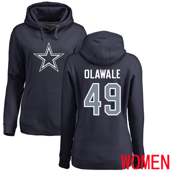 Women Dallas Cowboys Navy Blue Jamize Olawale Name and Number Logo 49 Pullover NFL Hoodie Sweatshirts
